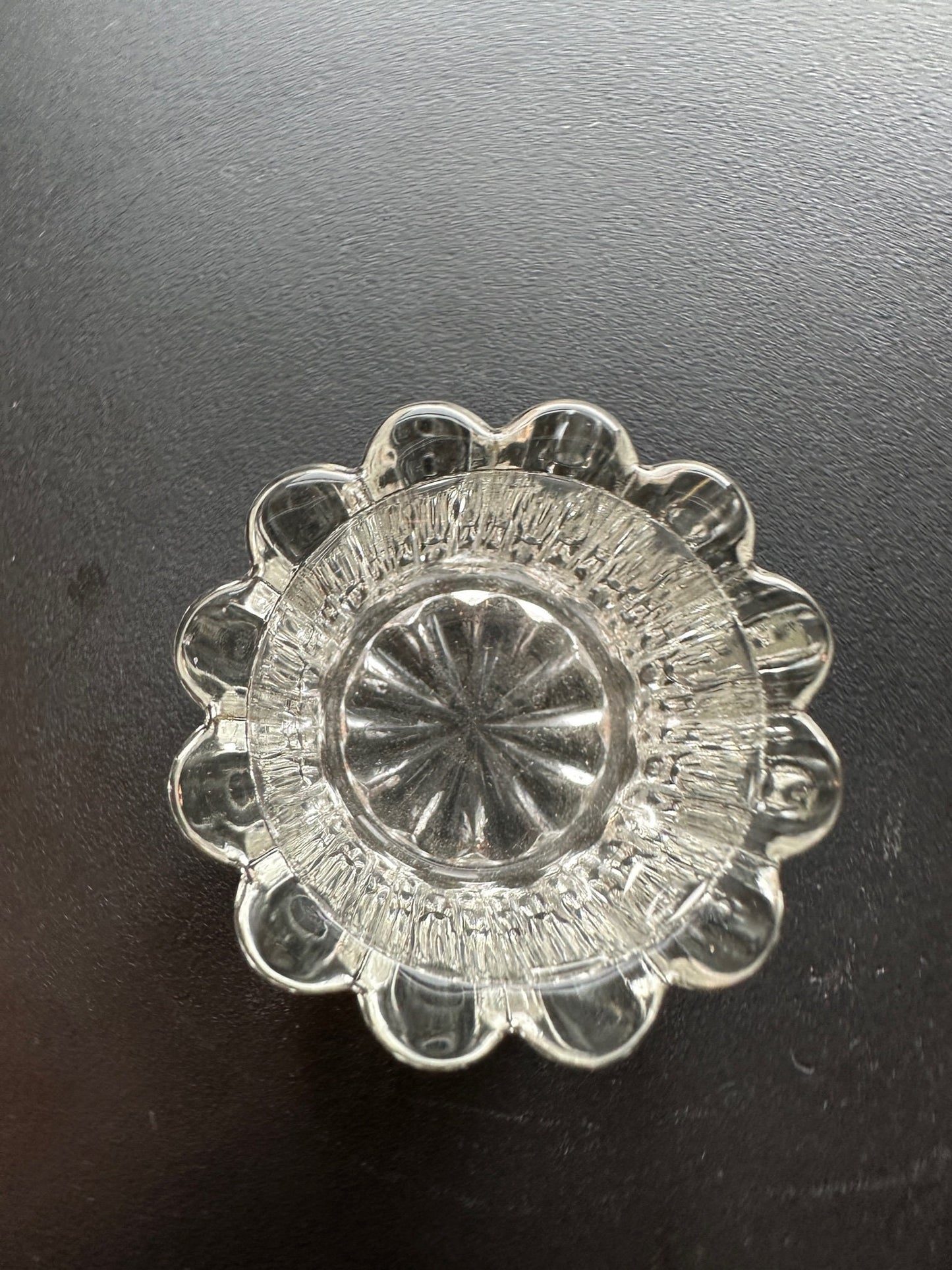 Vintage Clear Cut Glass Votive Candle Holder: 1940s Crystal Dish