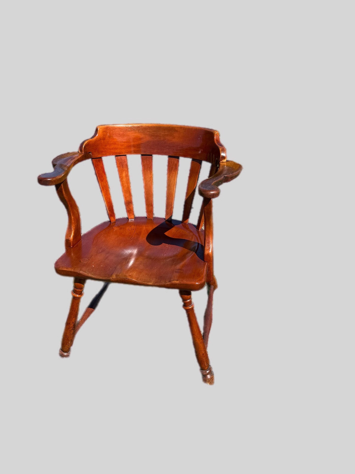 Vintage Cushman Colonial Captain's Chair: Rustic Barrel Back Armchair