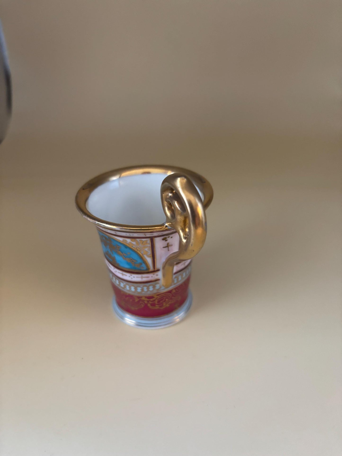 Antique French Napoleon Portrait Porcelain Cup, Demitasse Chocolate Fancy Mug, Ornate Gilded Handle