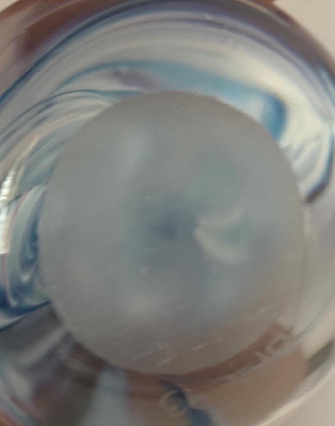 Ocean Hand Blown Blue White Glass Paperweight, Seaside Glass Art