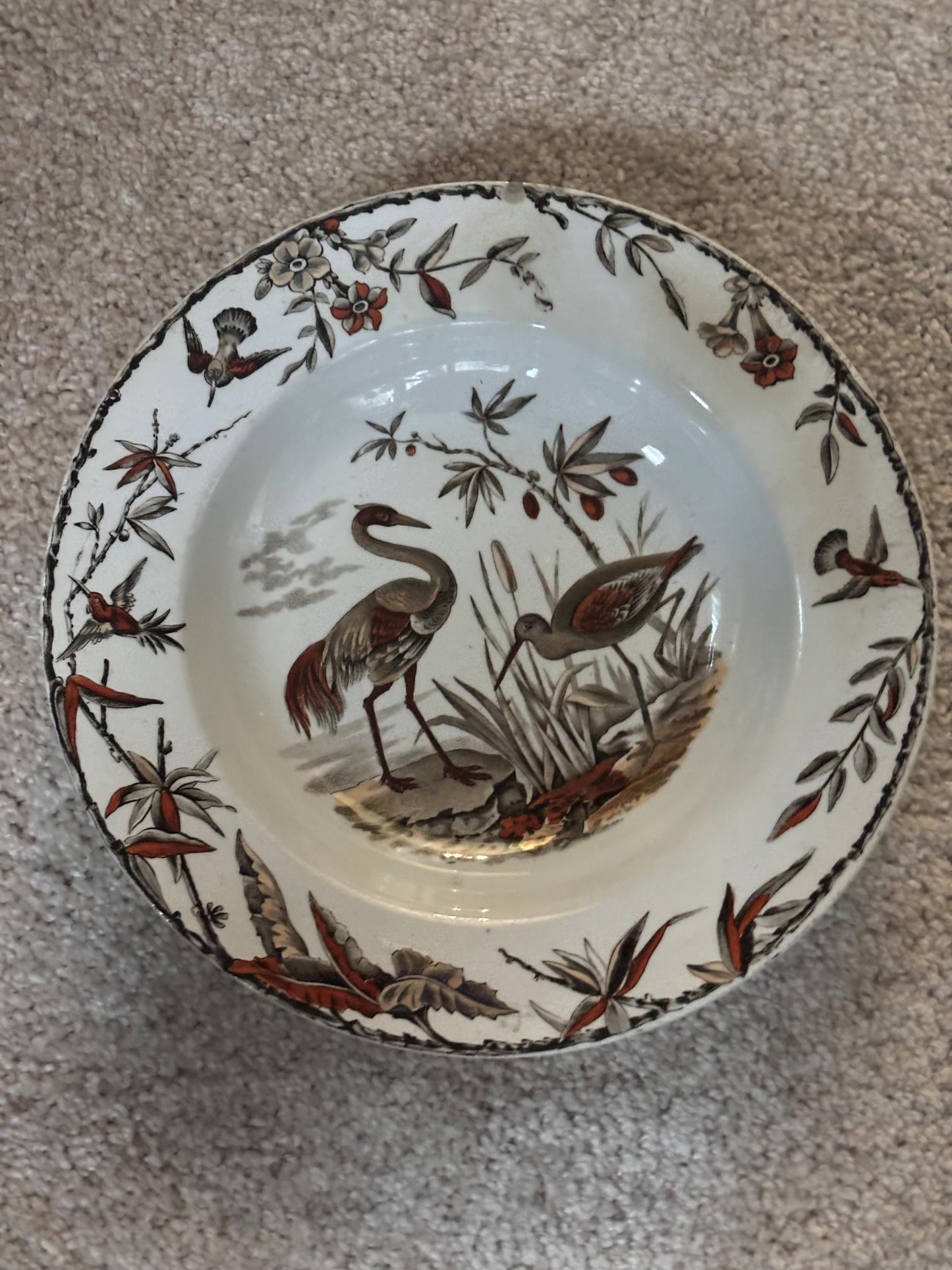 Antique Ridgeway Pottery INDUS Hand Painted Platter Flowers Soup Salad RARE Lover Antiques and Vintage