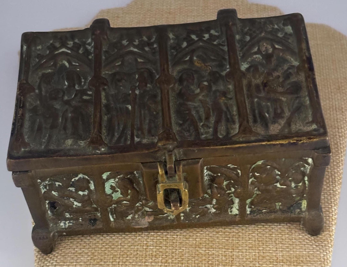 Antique Bronze Trinket Box Casket Container Original Patina Lover Antiques and Vintage