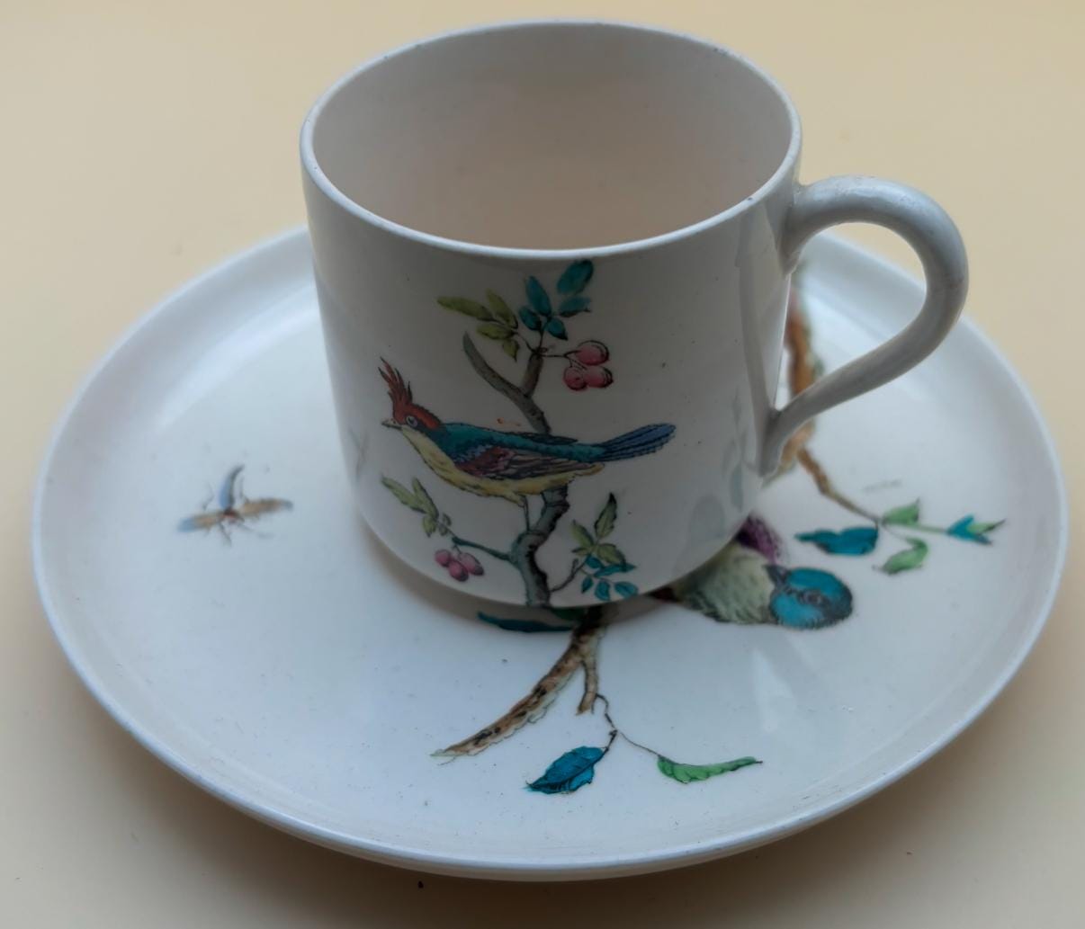 Antique Ridgeway Indus Porcelain Tea Cup and Saucer Blue Bird RARE Lover Antiques and Vintage