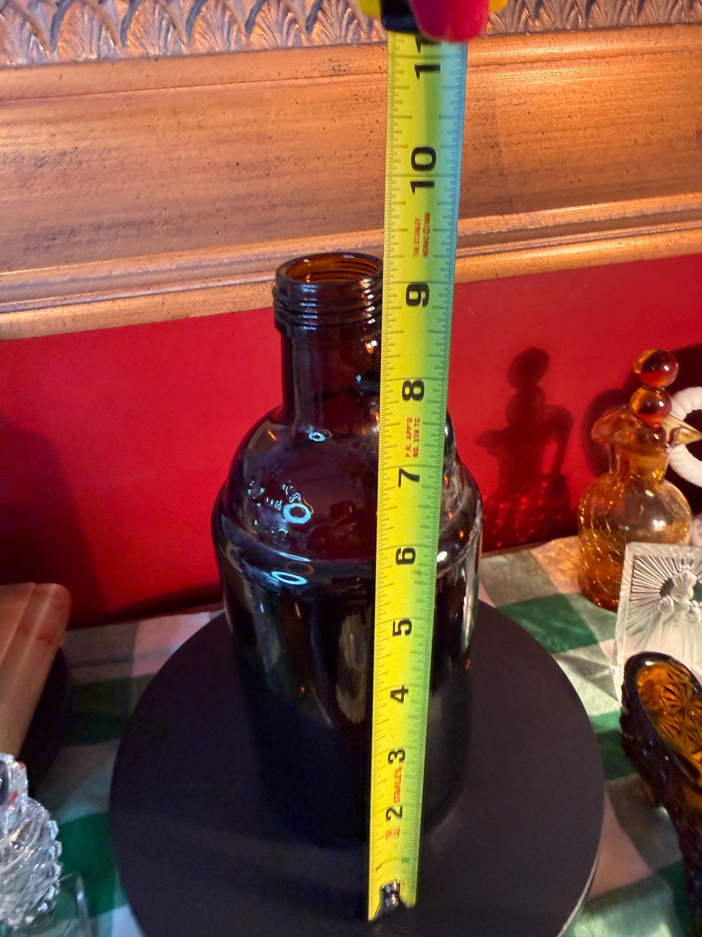 Vintage Amber Glass Growler Jug with Handle 32 oz Brown Beer Bottle Collectible