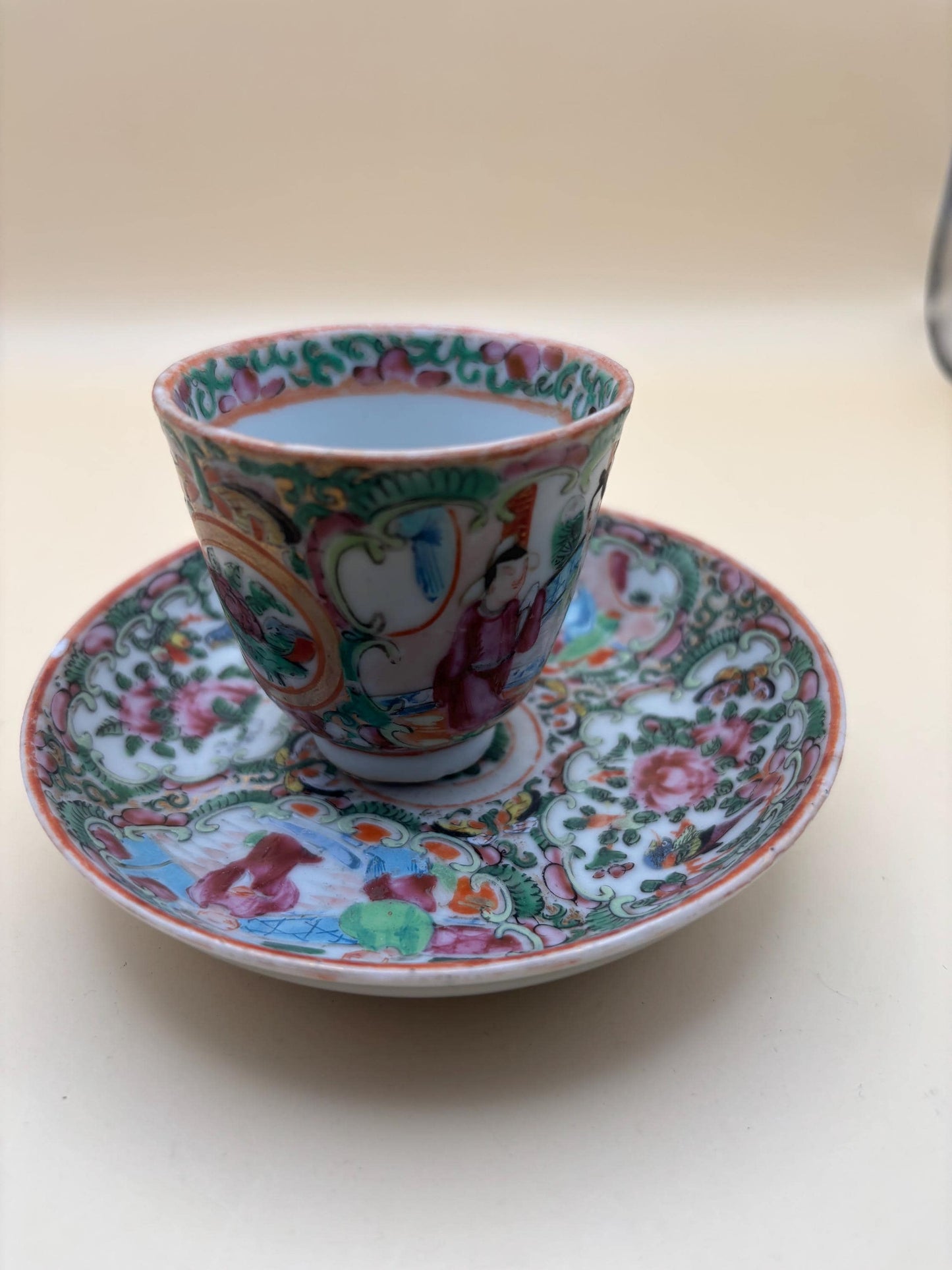 19th Century Canton Chinese Teacup and Saucer Lover Antiques and Vintage
