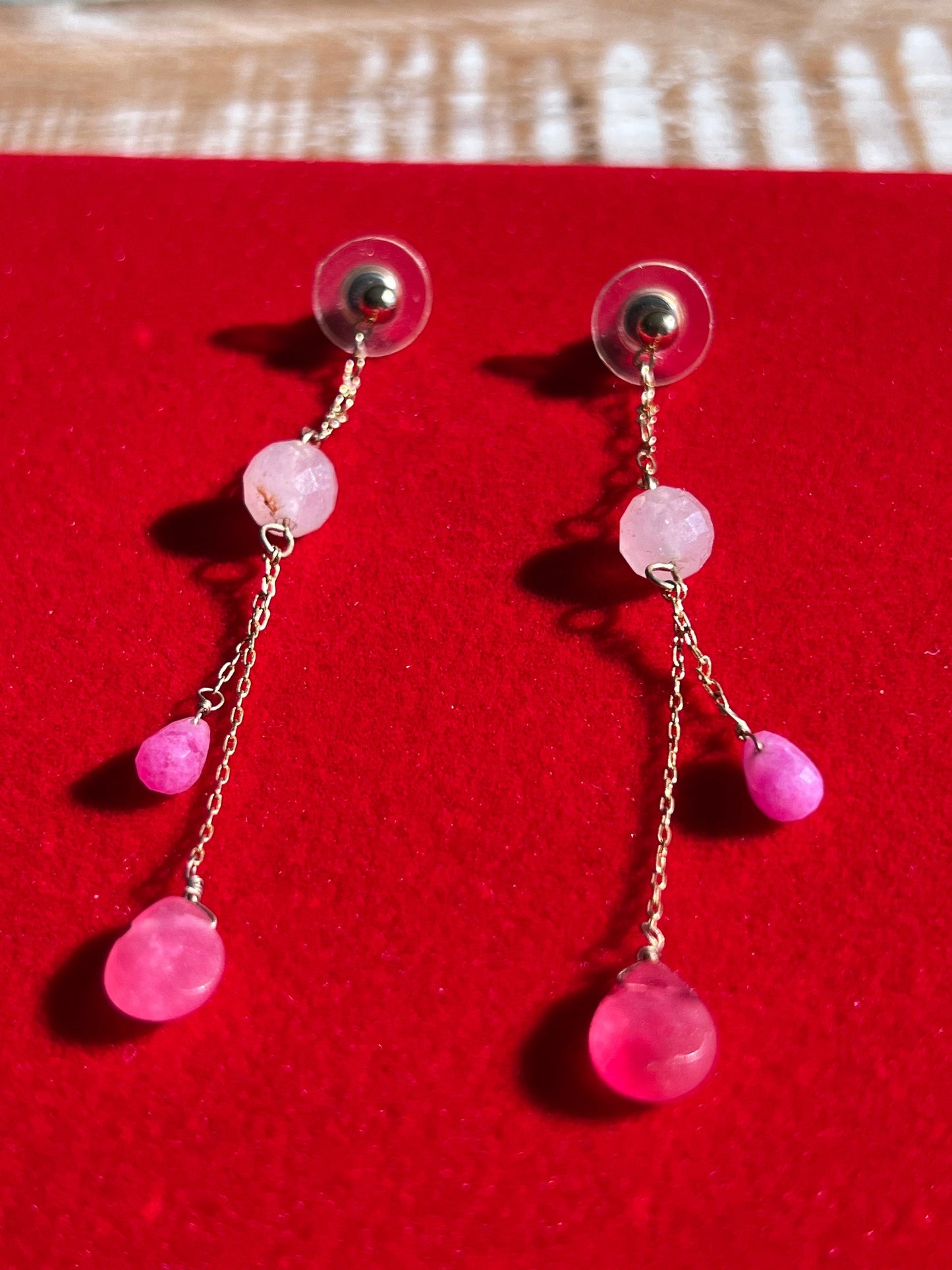 Vintage Pink Dangle Earrings: Lover Antiques Jewelry