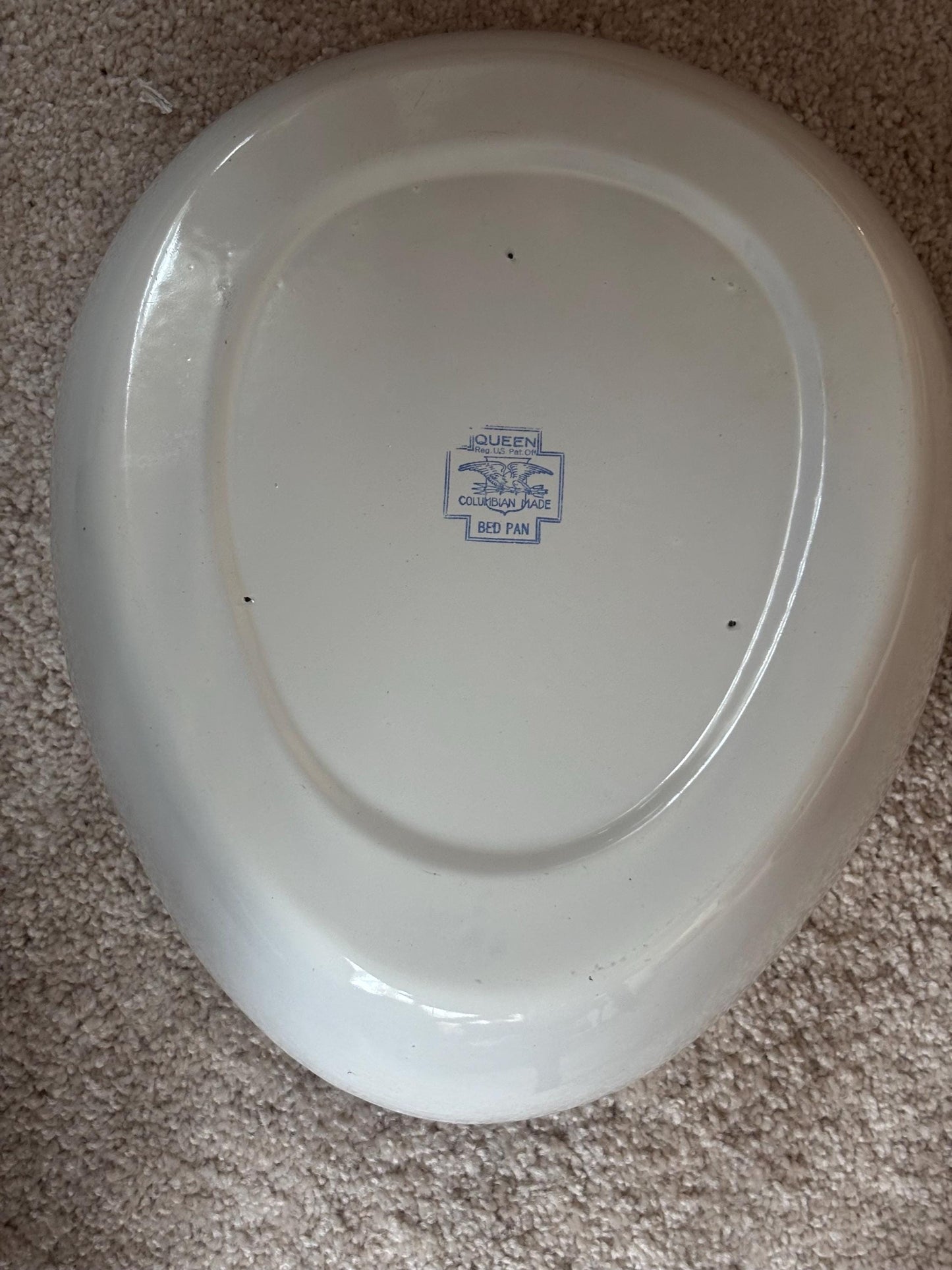 Antique Enamel and Porcelain Queen Columbian Made Bed Pan Planter Home Decor Lover Antiques