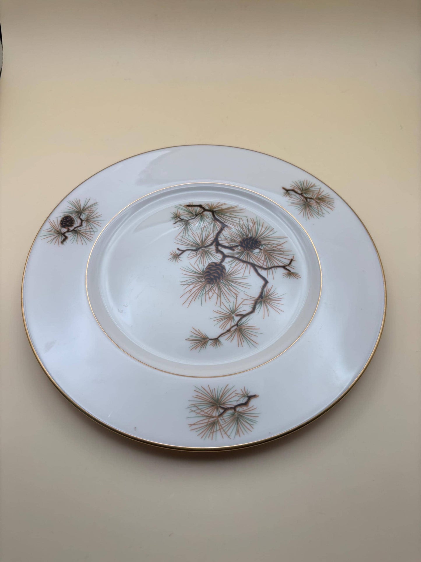 Vintage Lenox Pine Dinner Plate, Bone China, Pine Cones and Needles, Lover Antiques and Vintage