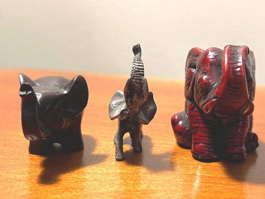 Vintage Elephant Figurines Trio: Trunk Up Home Decor