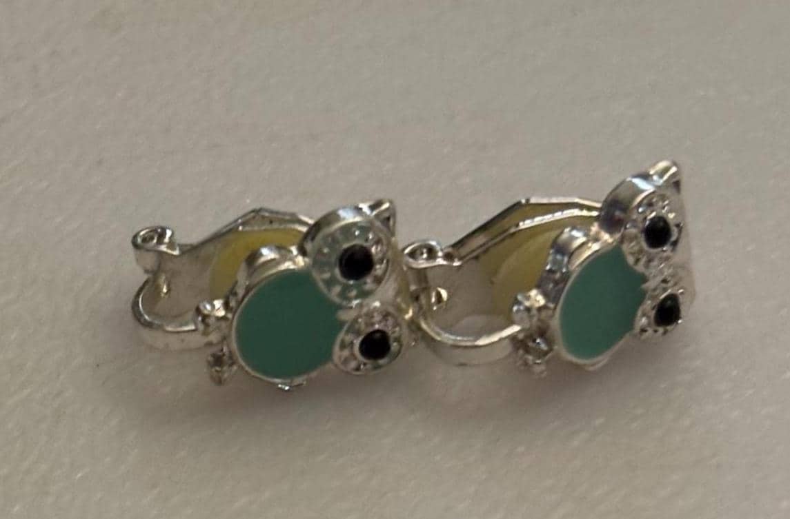 Vintage Owl Earrings Enamel Body Gift For Her Lover Antiques and Vintage