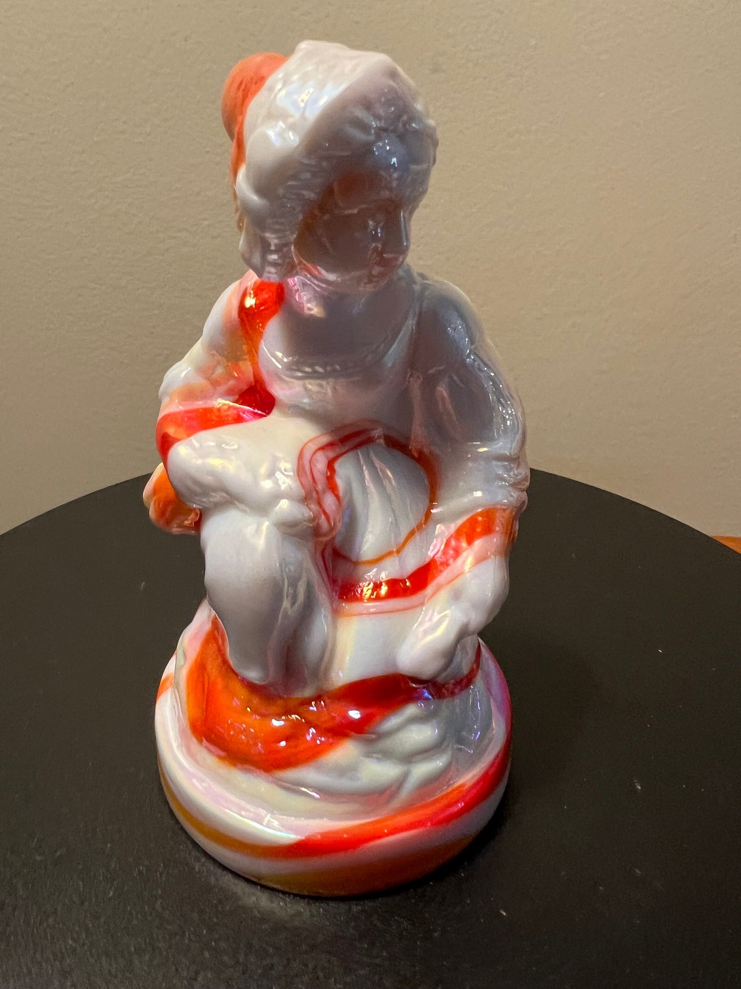Vintage Little Women Meg #5 Summit Art Orange White Slag Glass Manganese Glows Russ Vogelsong Sculpture Figurine Lover Antiques and Vintage