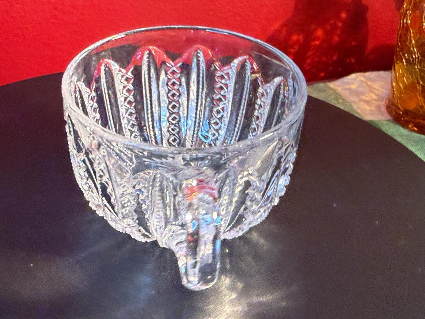 Antique Duncan & Miller Mardi Gras Clear Pressed Glass Punch Bowl Cup Circa 1894-1920 Vintage Collectible