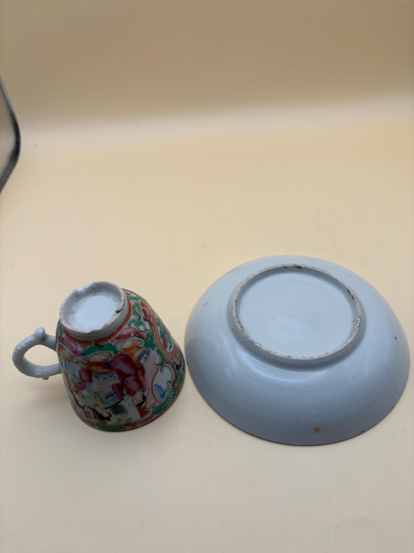 19th Century Canton Chinese Teacup and Saucer Lover Antiques and Vintage