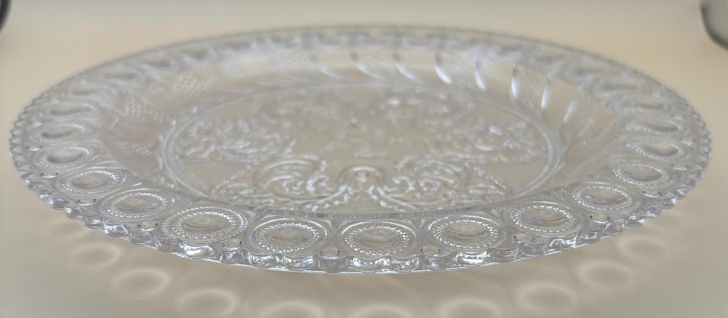 Crystal Glass Serving Platter Glass Serving Tray Scrolled Glass Lover Antiques and Vintage
