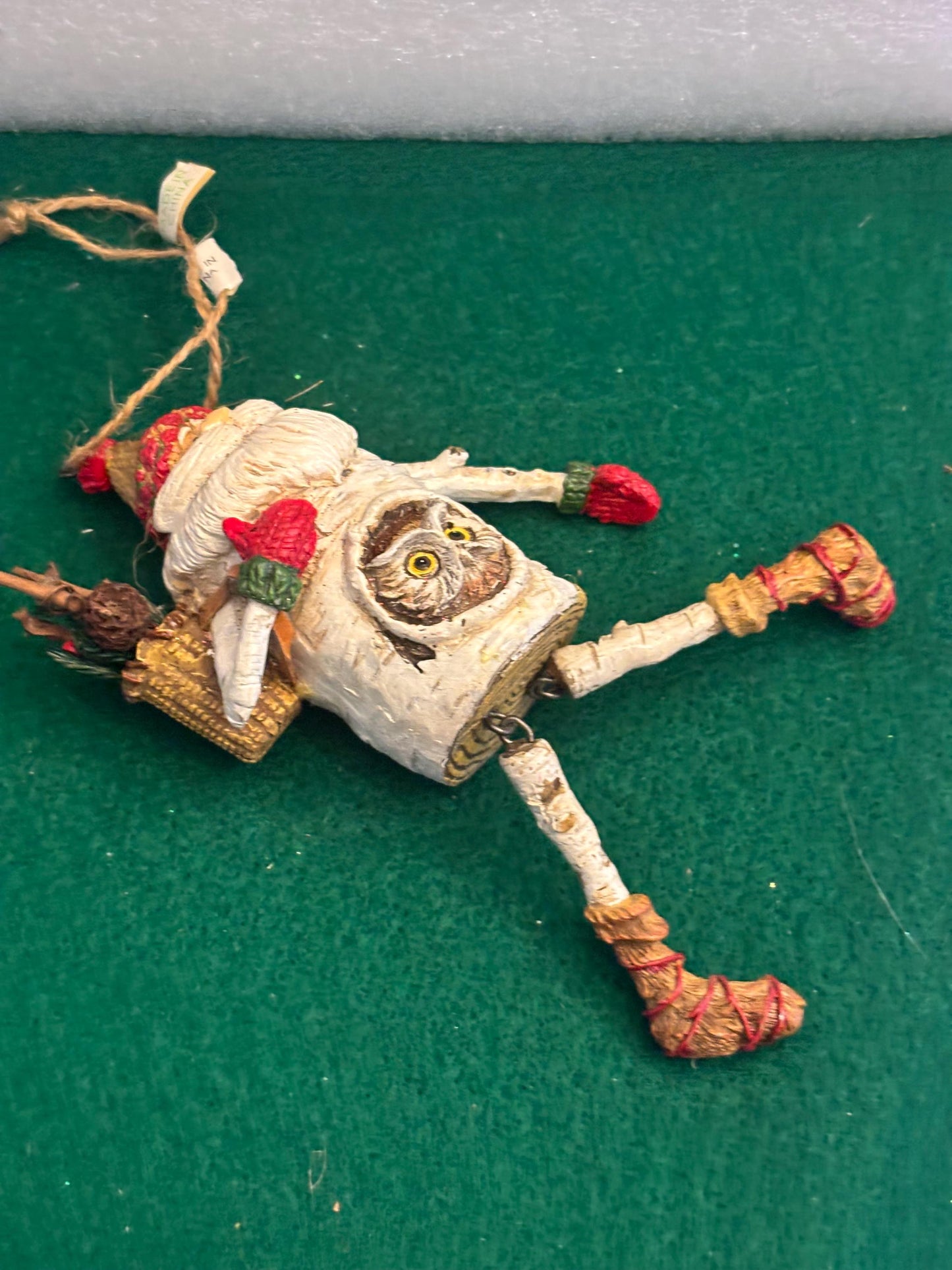 Vintage Santa Claus with Owl Hanging Ornament Figurine Christmas Ornaments Old St. Nicholas St. Nick Vintage Art Dangling Legs