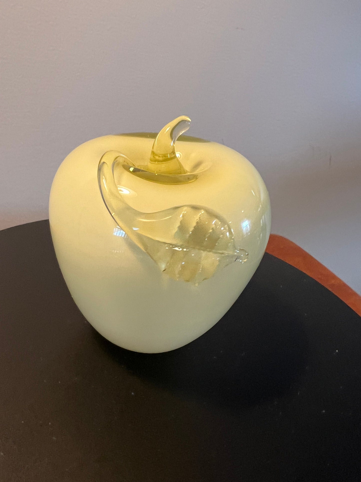 Vintage Fenton Yellow Glass Apple Paperweight with Overlay Apples Lover Antiques & Vintage