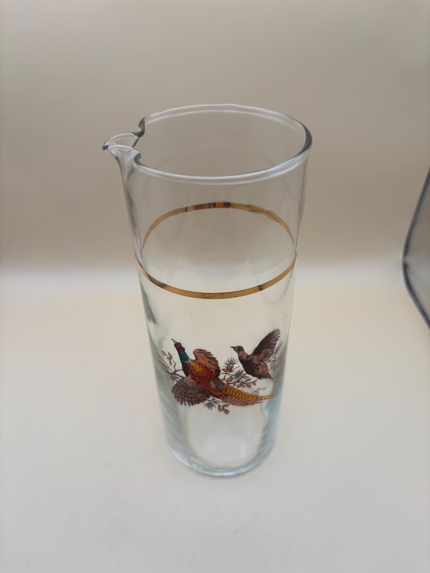 Vintage Princess House Pheasant Martini Glass Pitcher Drink Mixer Tall Pitcher Lover Antiques and Vintage