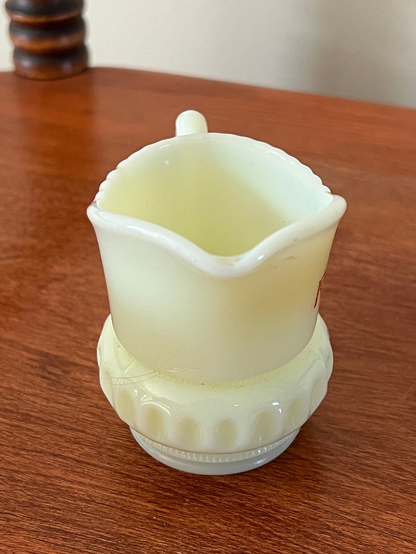 Vintage Heisey Uranium Glass Mini Pitcher: Richmond, Maine Souvenir
