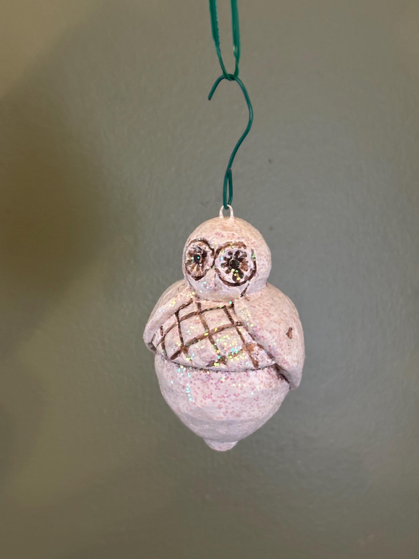 Owl Ornament Figurine | White Resin Owl with Glitter Detailing, Gift for Her, Hallmark Style Holiday Decor