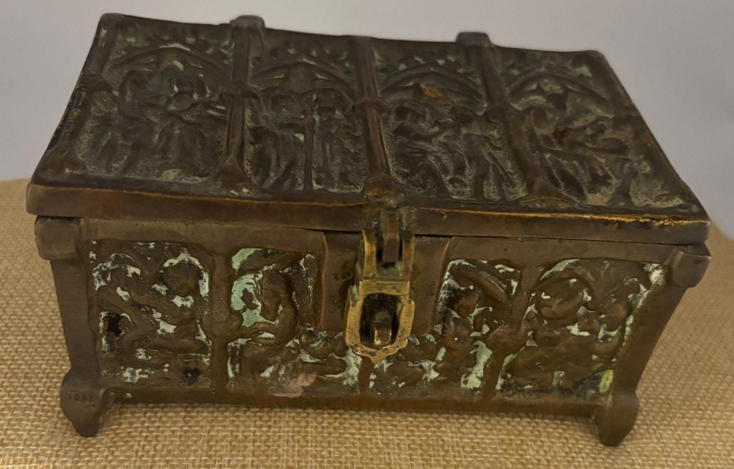 Antique Bronze Trinket Box Casket Container Original Patina Lover Antiques and Vintage