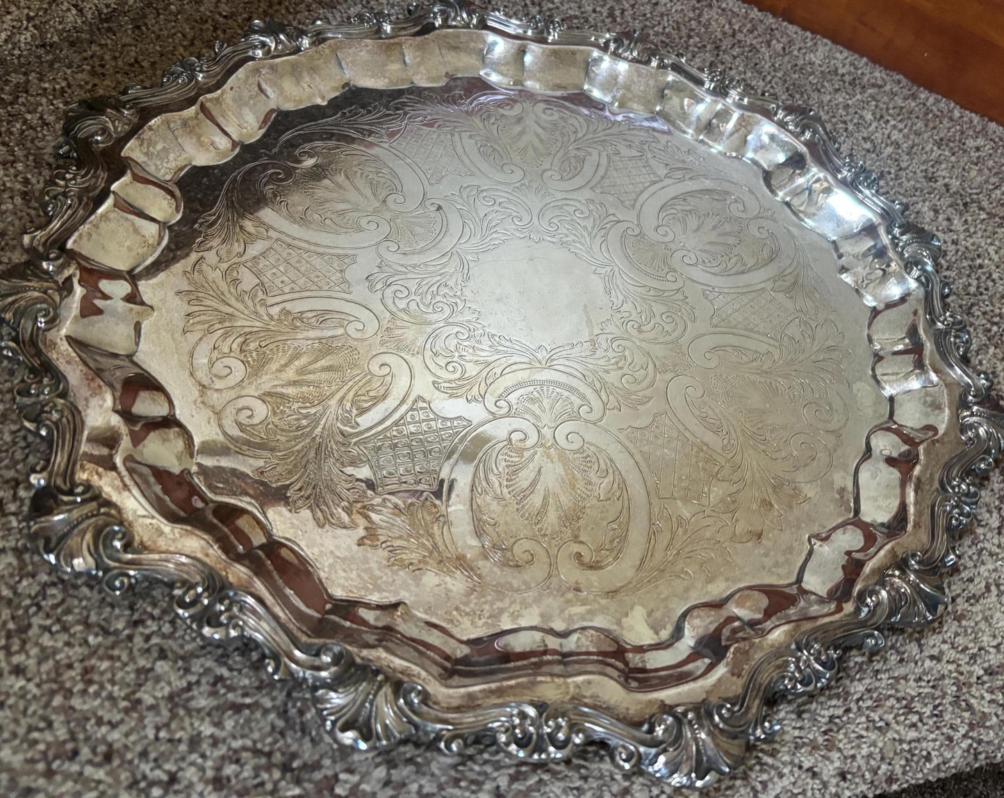 Antique Sheridan Silver Plate on Copper Large Platter Numbered 3 Lover Antiques and Vintage