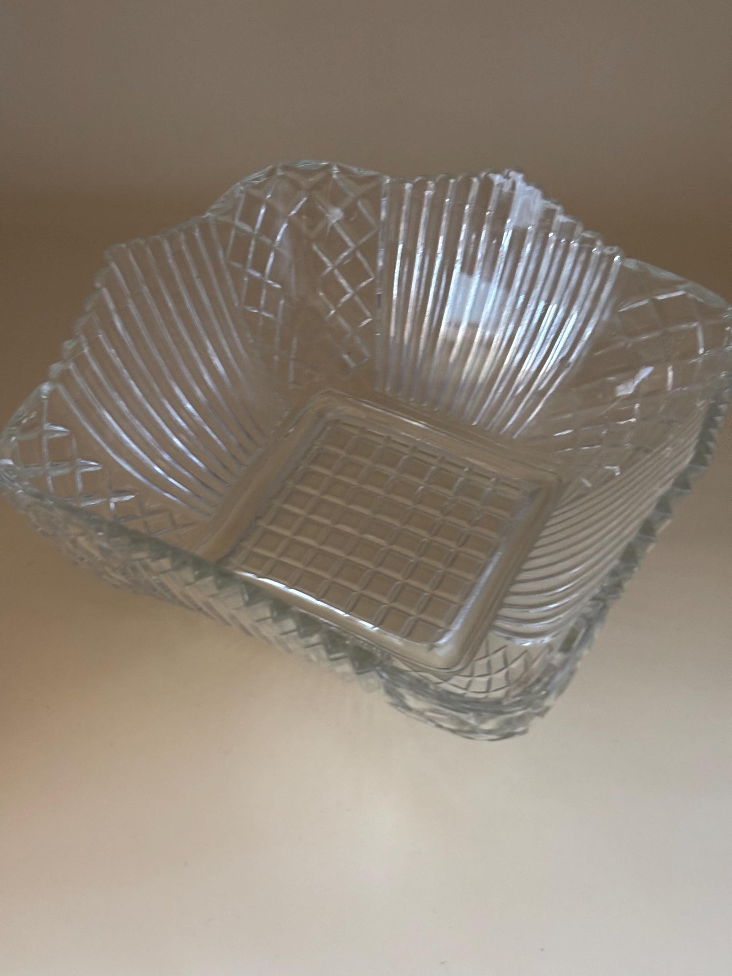 Crystal Square Candy Dish, Art Deco Tray Caddy, Serving Dish for Candies, Nuts, Small Treats
