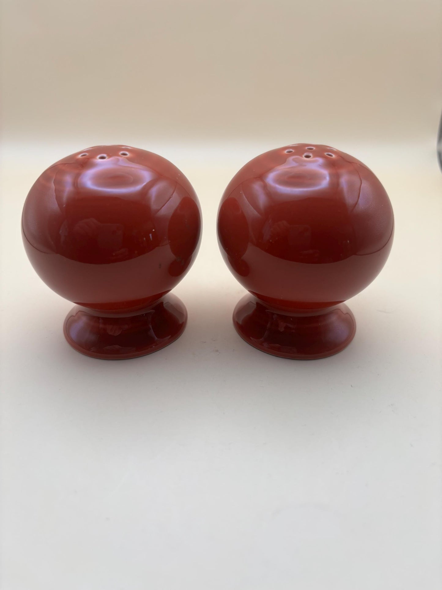 Vintage Fiesta Ball Salt & Pepper Shakers in Burgundy Lover Antiques and Vintage