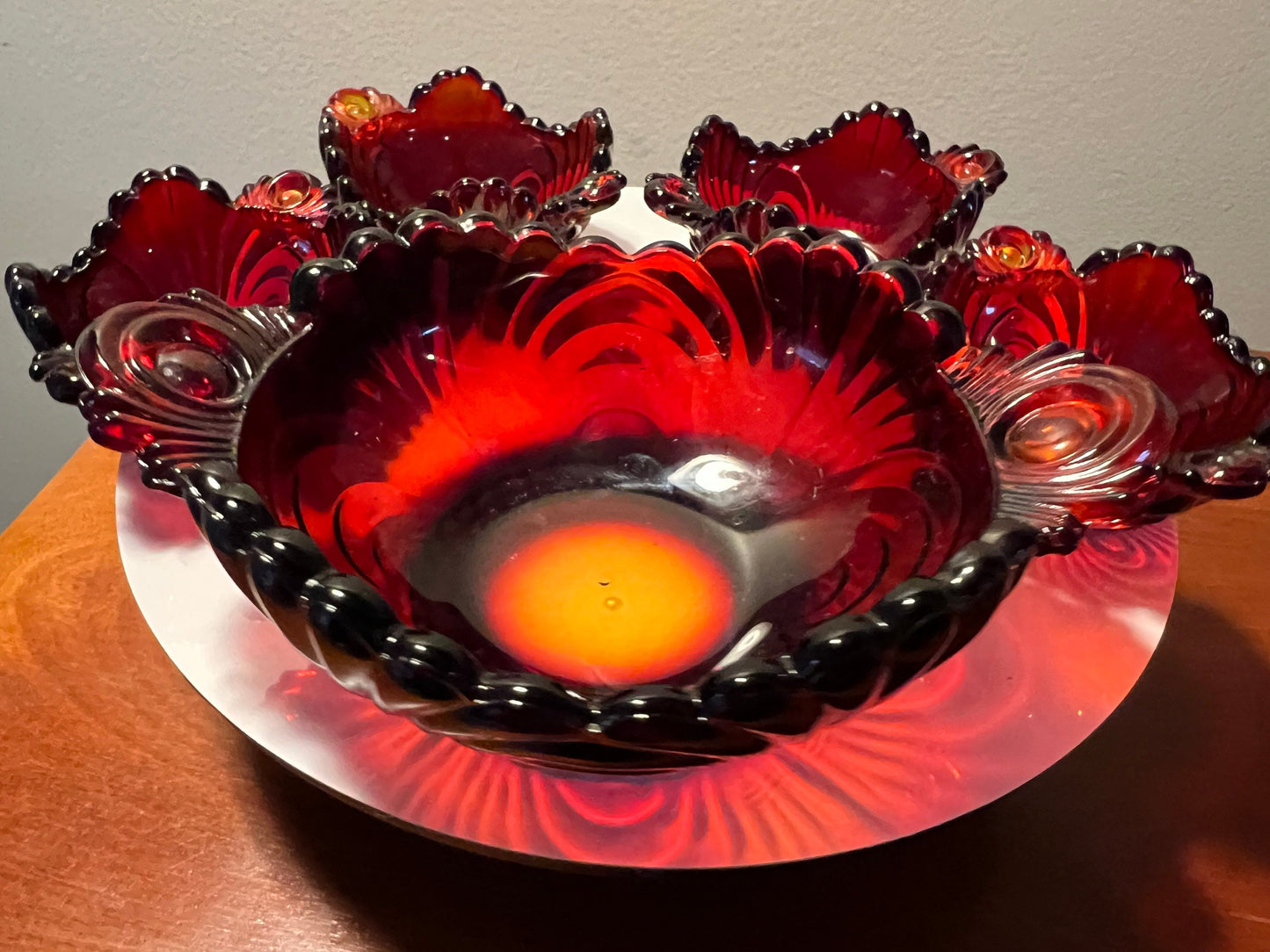 Vintage Red Amberina Glass Art Bowls Summit Art Small Glass Collection Lover Antiques & Vintage