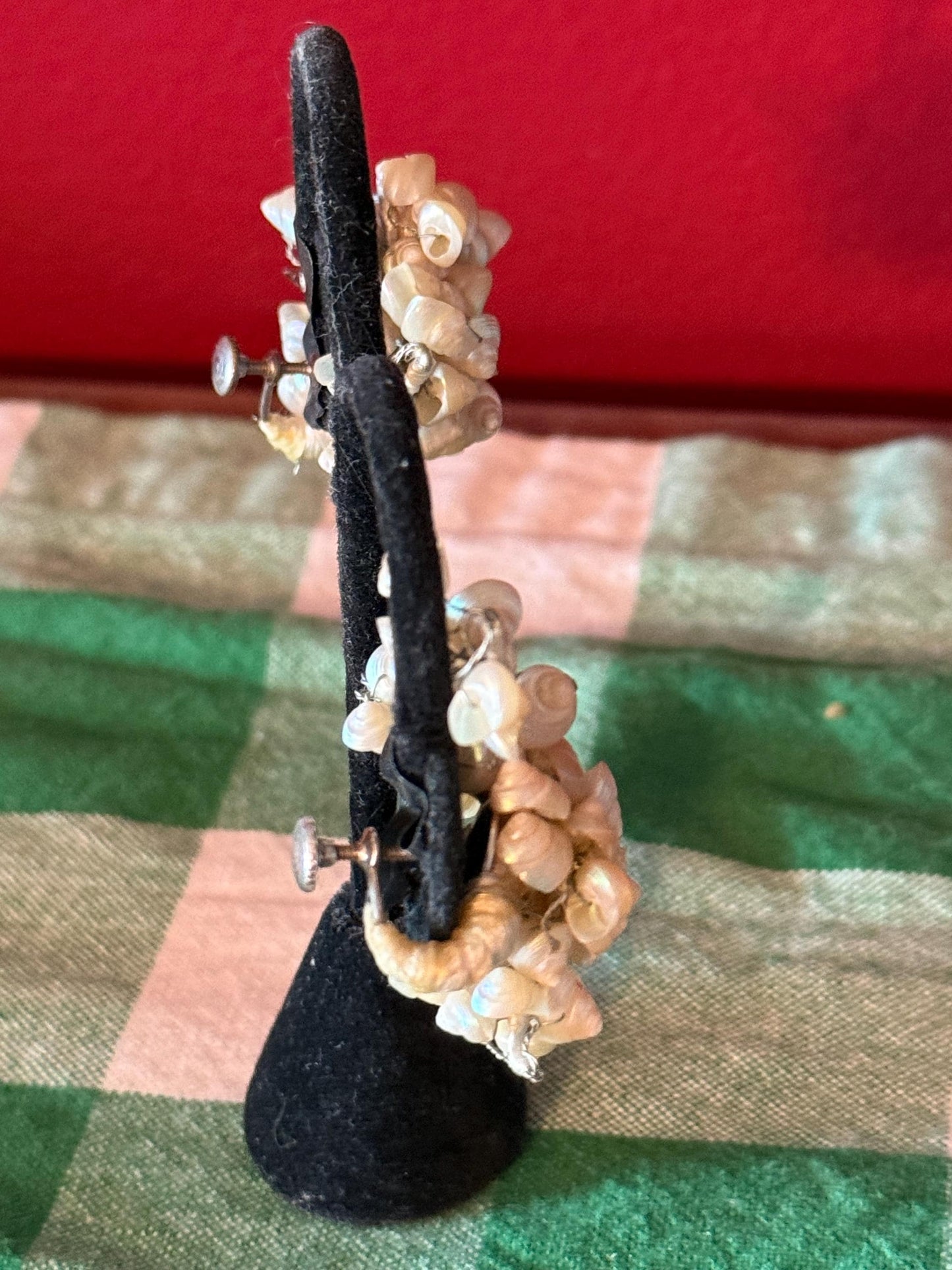 Vintage Cluster Shell Earrings, Unique Natural Jewelry Gift