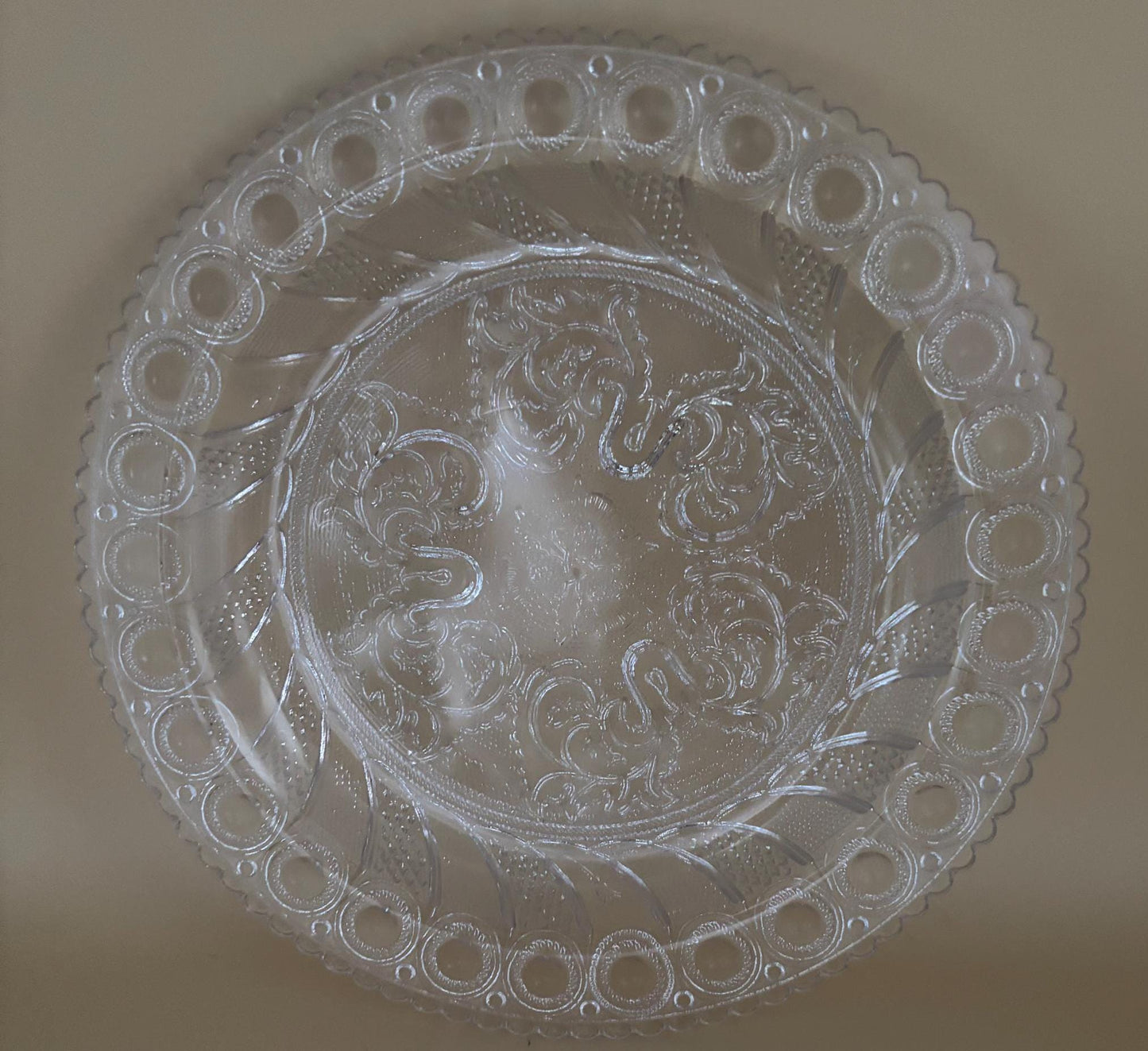 Vintage Imperial Glass Sandwich Scroll Plate Lover Antiques and Vintage