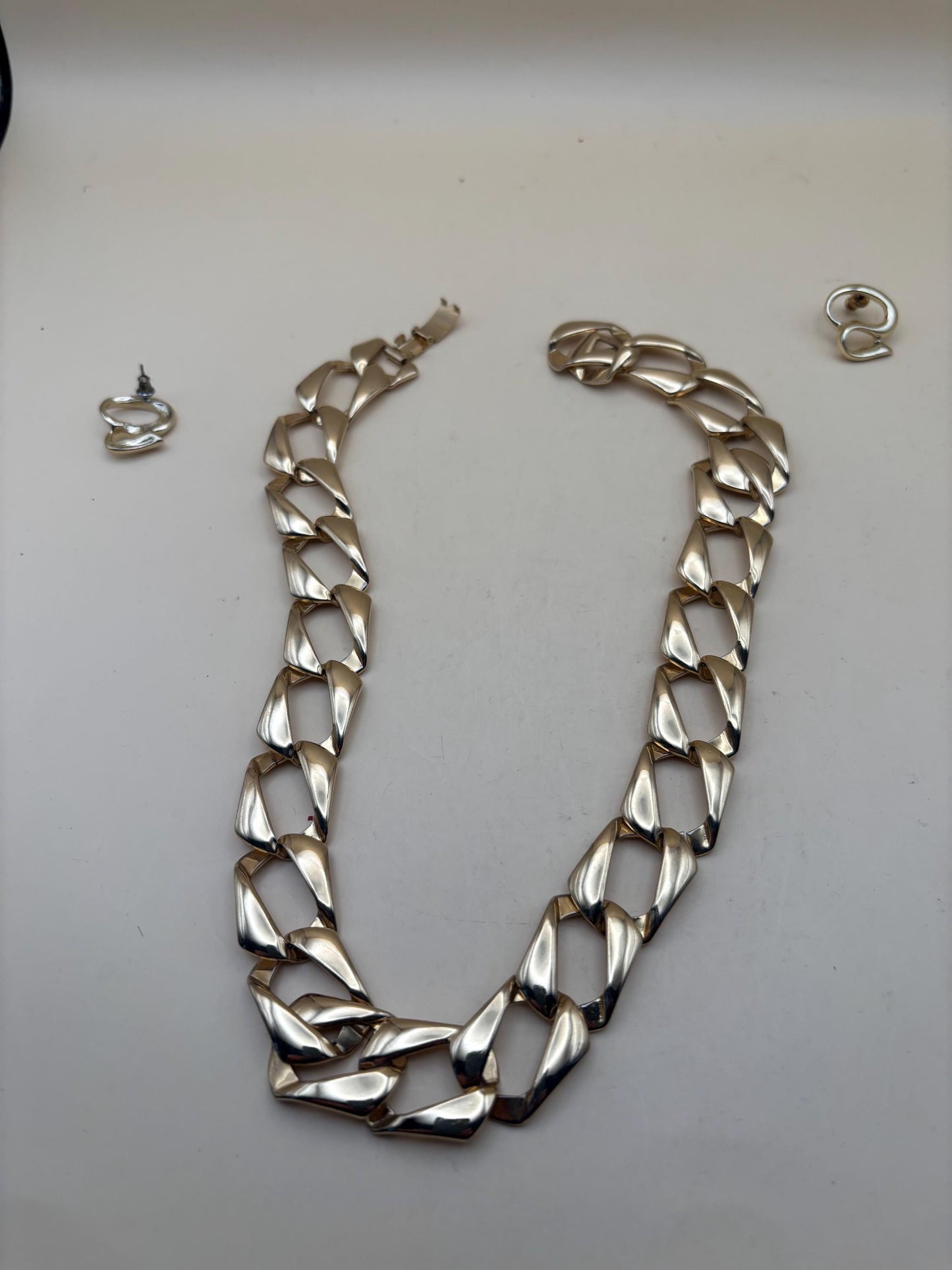 Vintage Chain Link Necklace and Matching Earrings Lover Antiques and Vintage