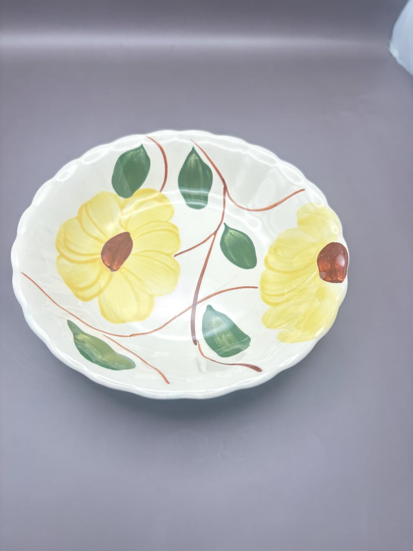 Blue Ridge Southern Potteries Dessert Dish Plate, Ridge Daisy Yellow Flower Design, Lover Antiques and Vintage