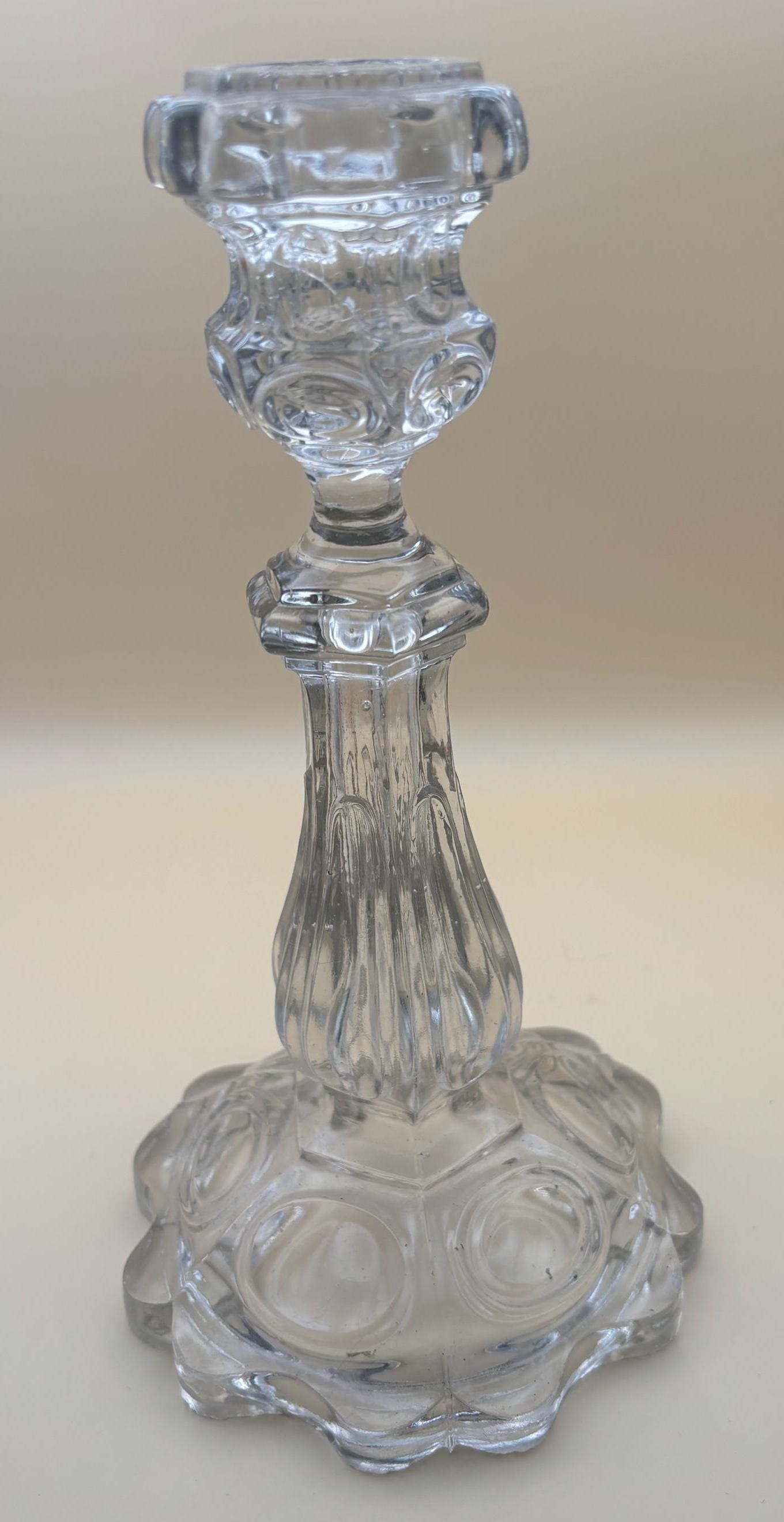 Vintage Crystal Glass Candle Holder Lover Antiques and Vintage