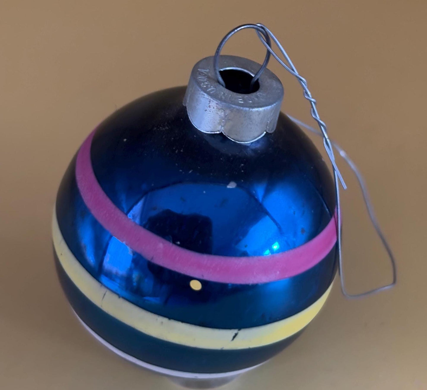 Vintage Shiny Brite Striped Ball Ornament Circle Circa 1940’s Lover Antiques and Vintage