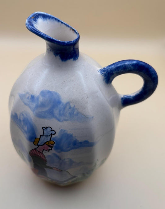 Vintage Gabrielle Fourmaintraux Breeze Pierrick Faience Desvres Calvados Decanter Ceramic Pitcher Jug Lover Antiques and Vintage