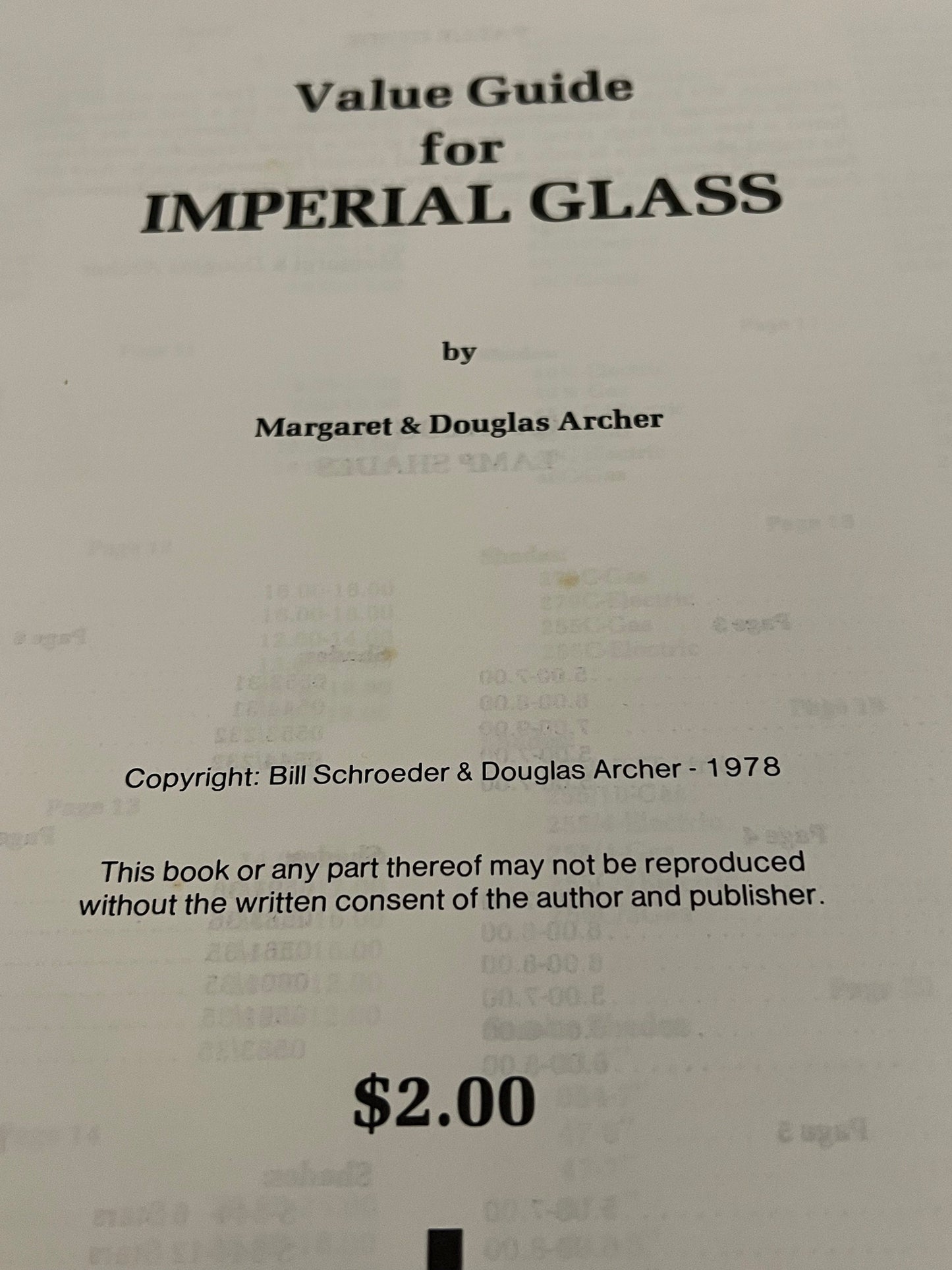 Vintage Imperial Glass Book: Archer Value Guide, Bellaire Ohio