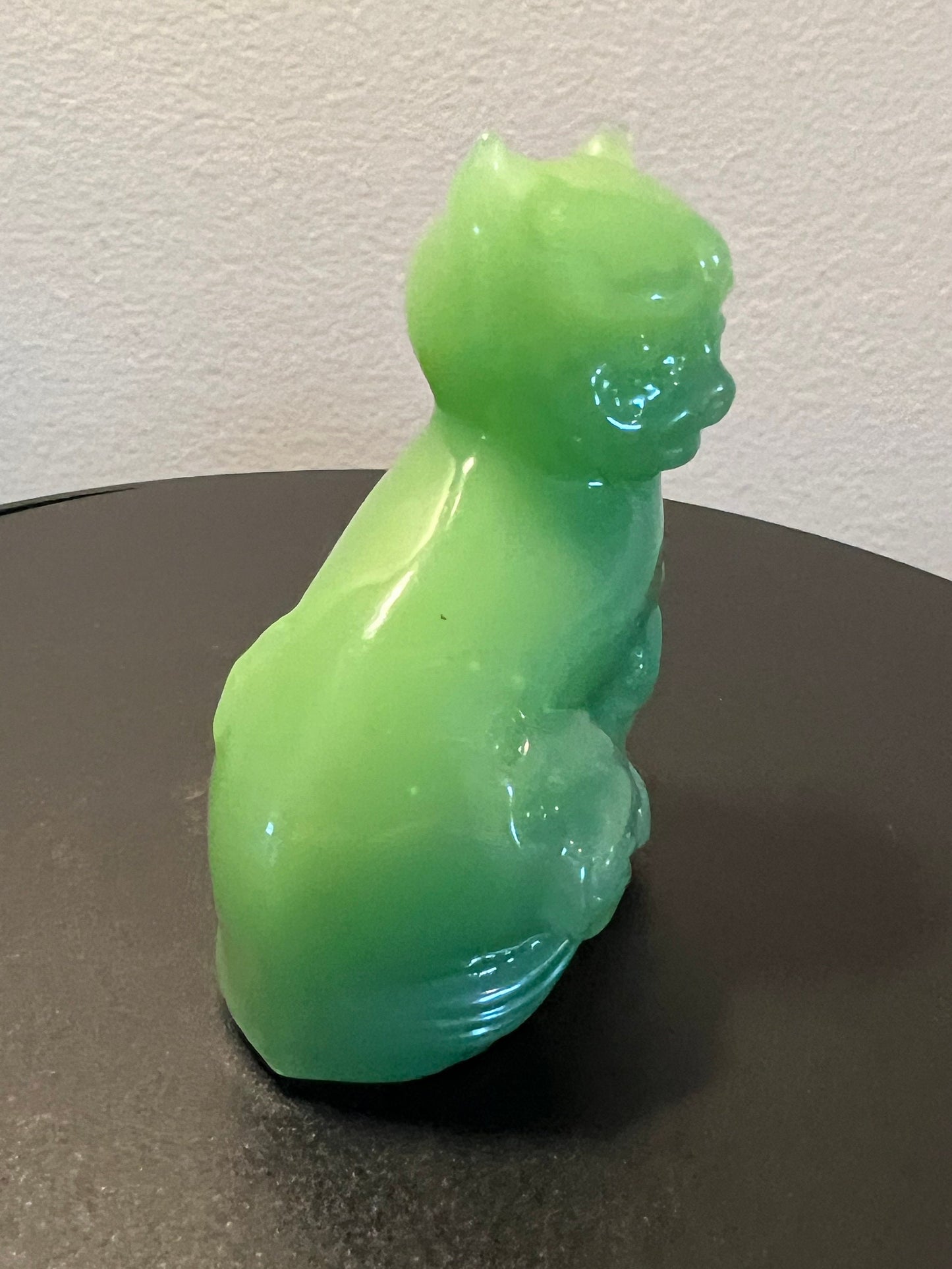 Vintage Jadeite Cat Figurine: Franklin Mint Faberge Style