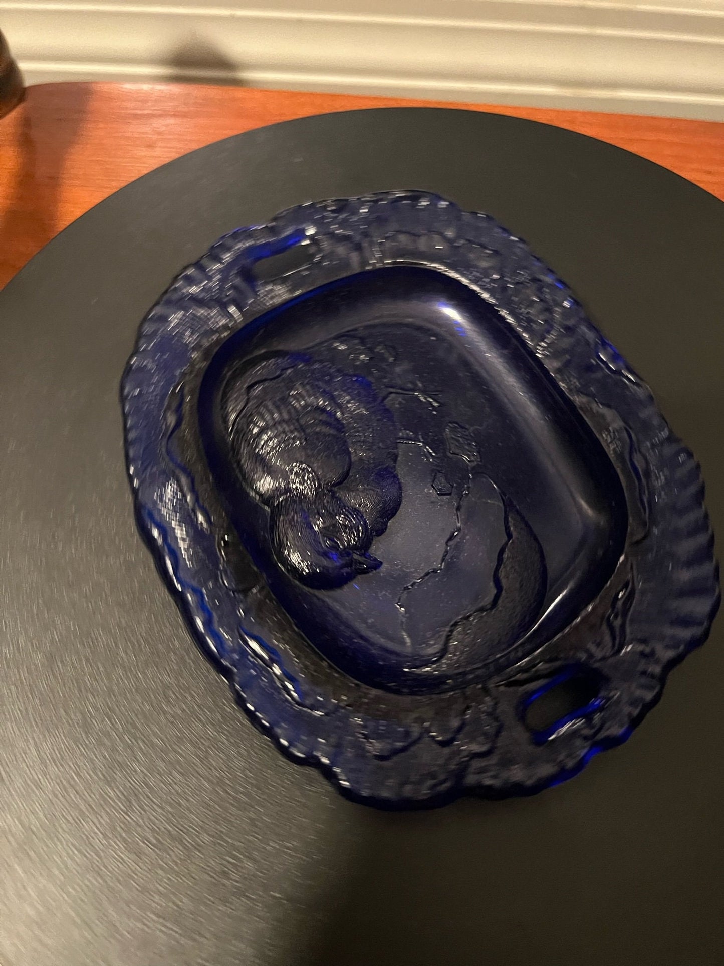 Vintage Purple Pressed Glass Chick Plate: Small Glass Art Dish