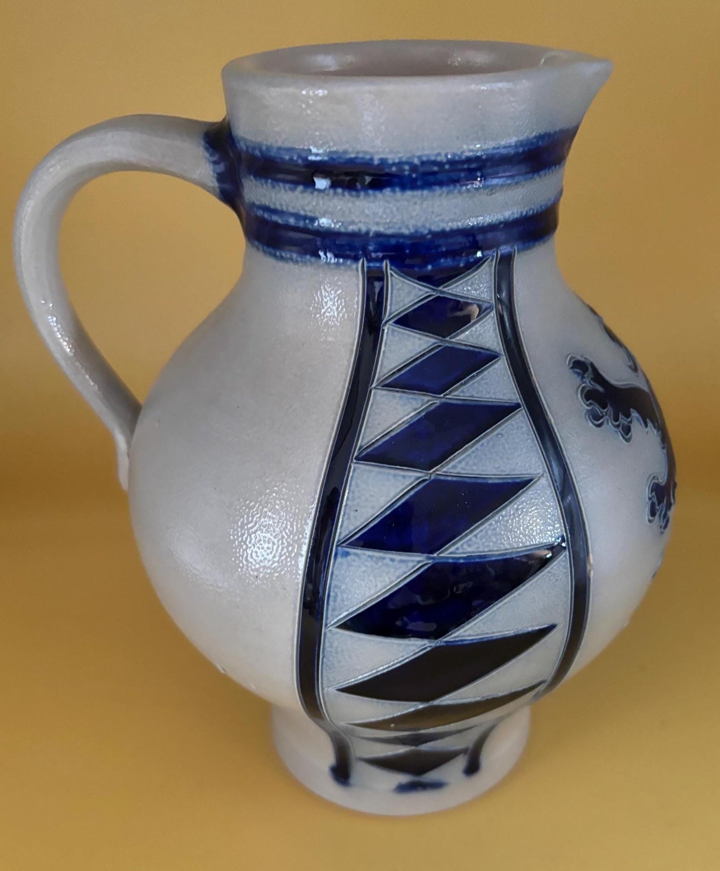 Antique Merkelbach Salt Glazed Westerwald Ceramic Pitcher and 3 Cups Pottery with Cobalt Blue Made In Germany Lover Antiques Vintage