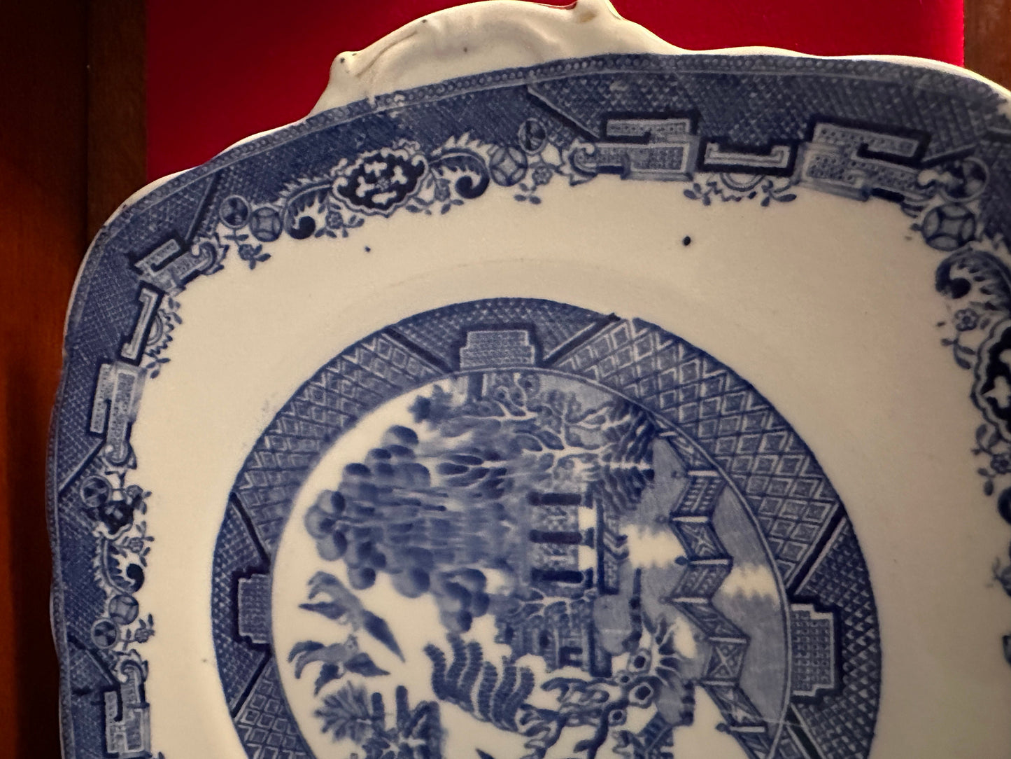 Antique Royal Staffordshire Blue Willow Square Cake Plate