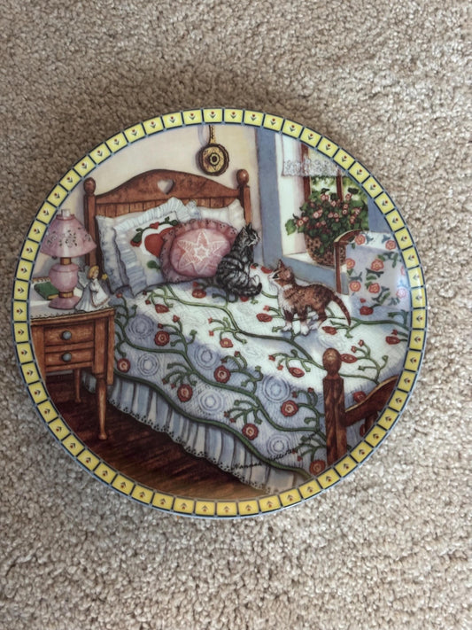 Series Sunny Spot Cat Plate, Lazy Morning, Edwin K. Knowles China Company, First Issue Limited Edition, Lover Antiques Vintage