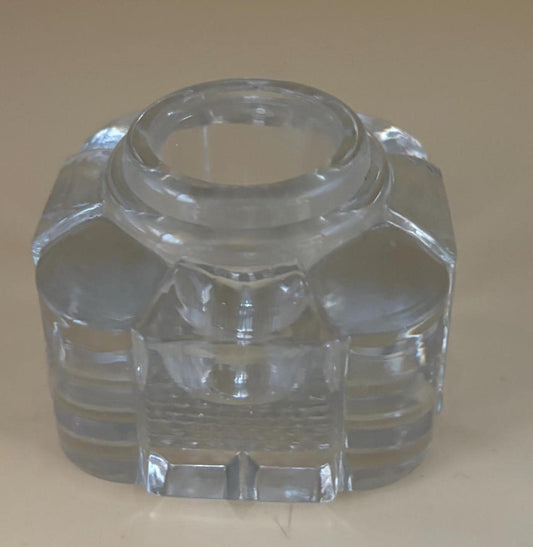 Antique Glass Ink Well Inkwell Glass Art Vanity Jar Dish Container Lover Antiques and Vintage