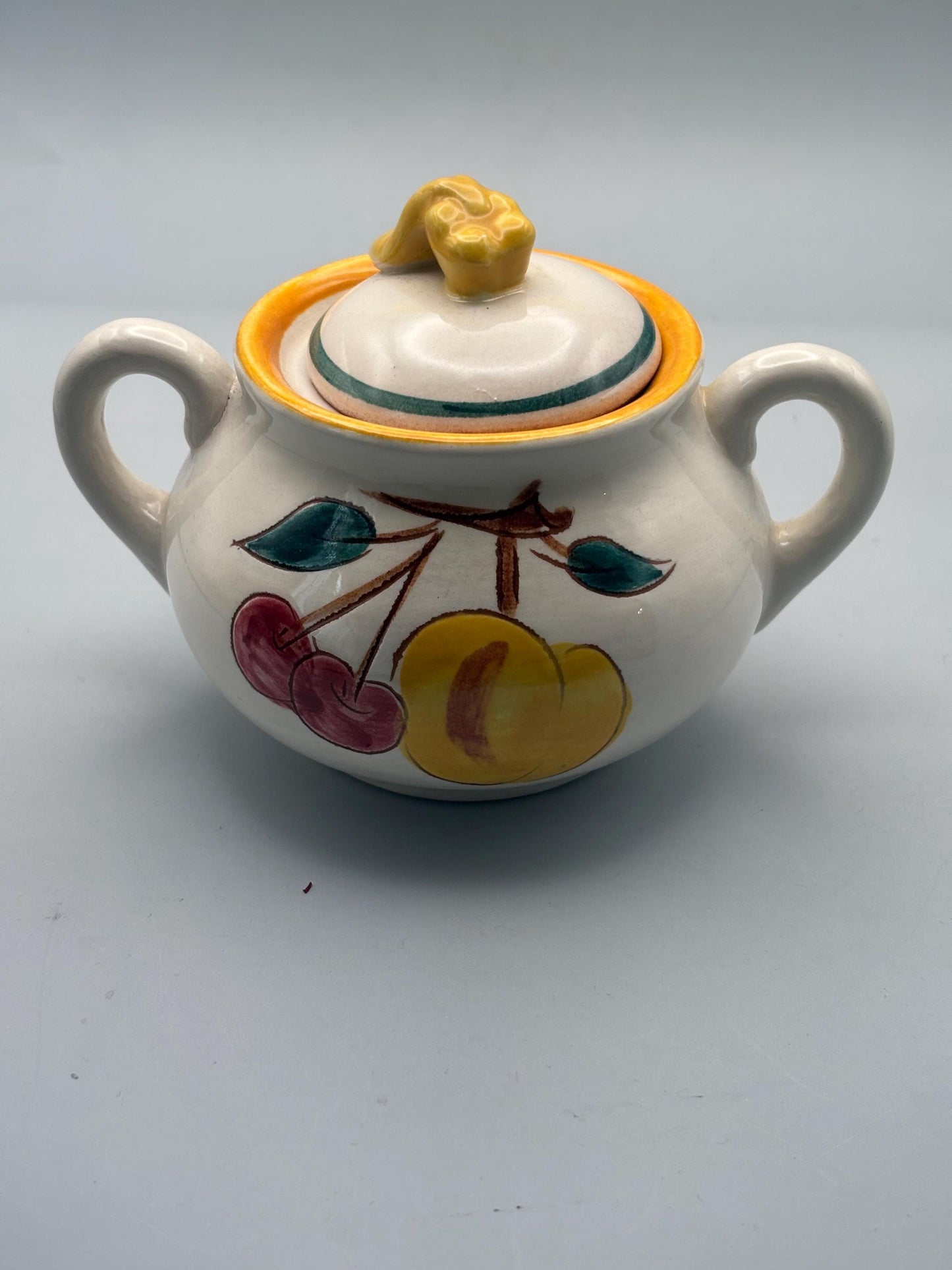 Stangl Pottery Sugar Bowl with Lid, Fruit Design Potteries from Trenton, NJ Hand Painted, Lover Antiques Vintage