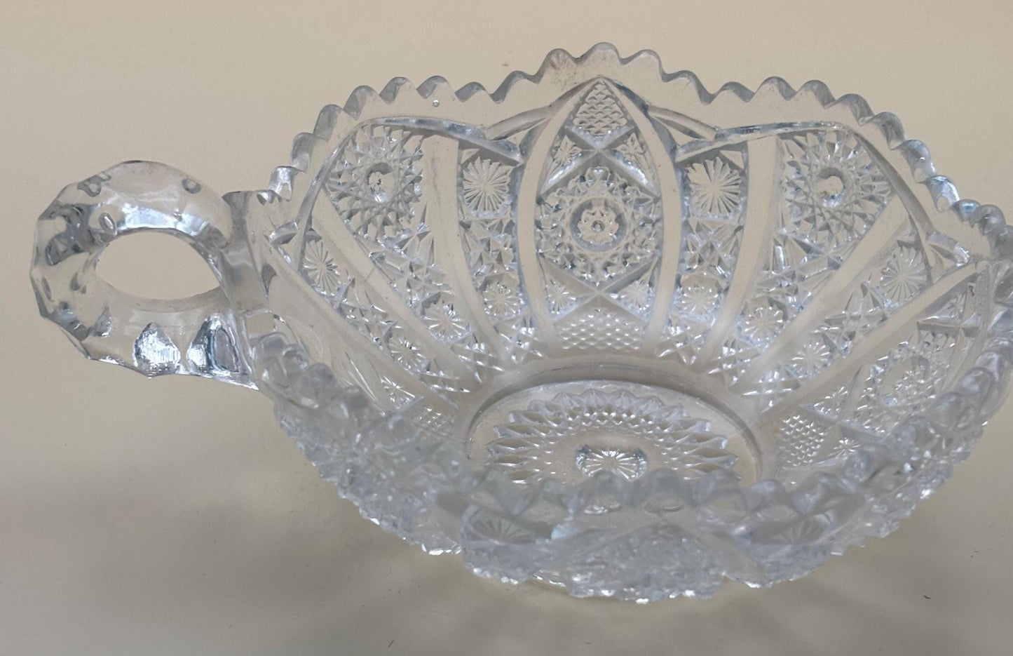 Antique American Brilliant Crystal Cut Wide Nut or Candy Dish Serving Tray Lover Antiques and Vintage