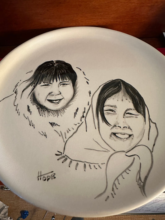 Vintage HOPE Bering Sea Hand Painted Plate: Alaskan Women Art