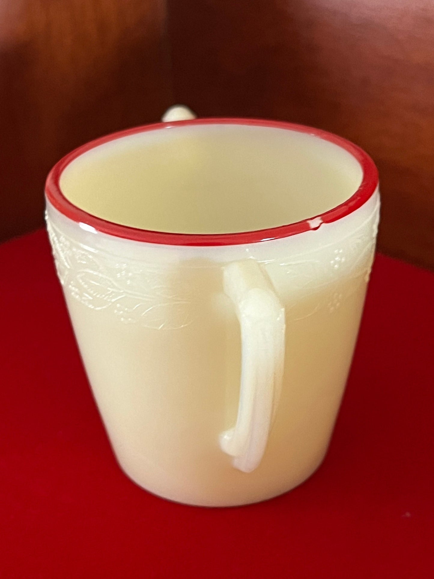 Vintage McKee Uranium Glass Creamer: Laurel Red Trim Tea Set
