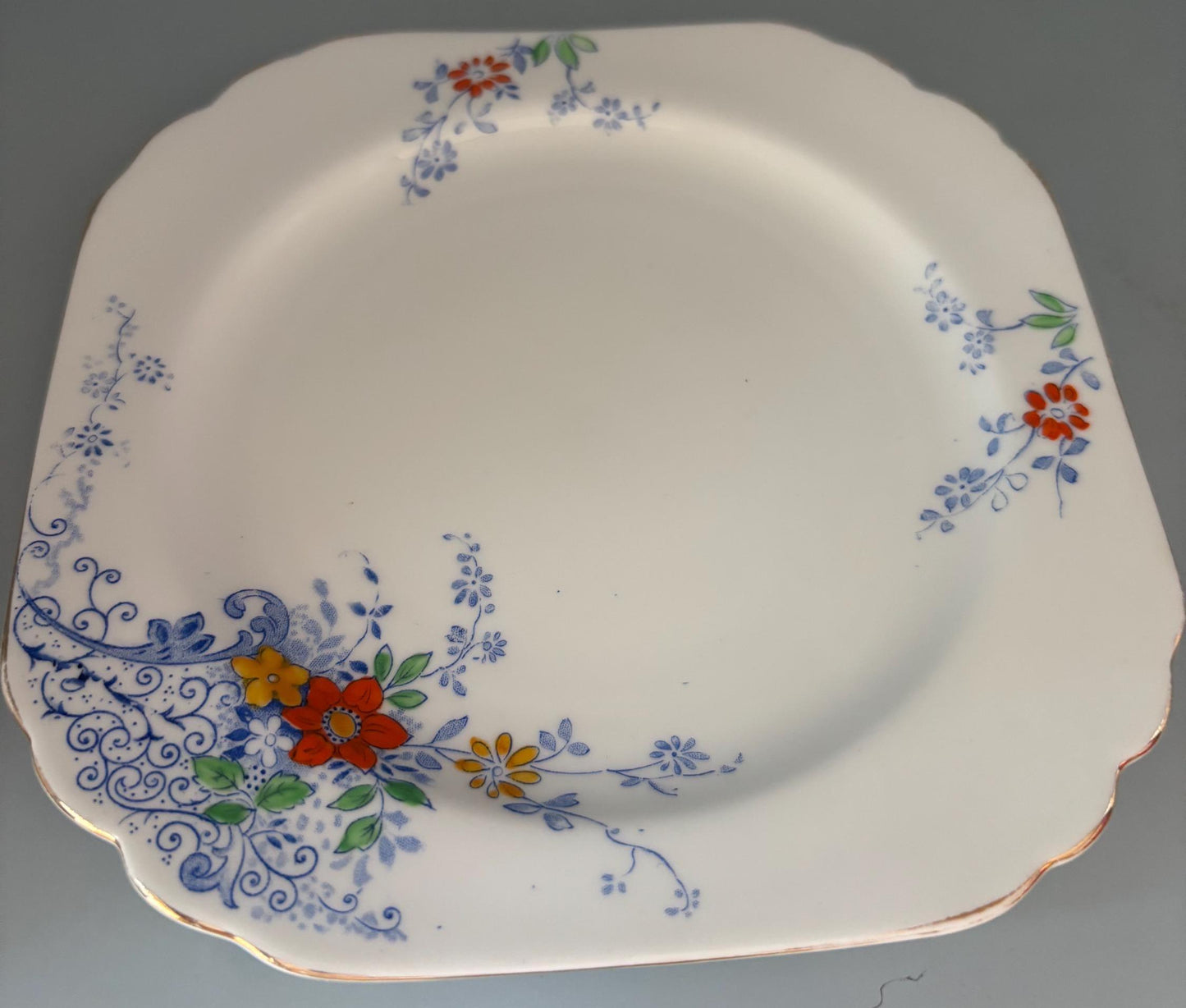 Vintage Heathcote China Square Plate Made in England Lover Antiques and Vintage