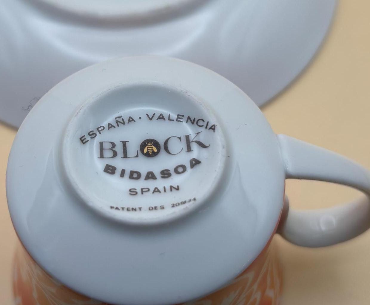 Vintage Block Bidasoa Spain Porcelain Tea Cup and Saucer Espana Valencia Collection Lover Antiques and Vintage