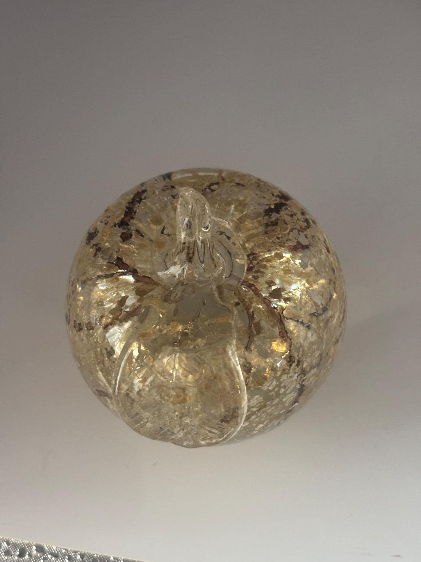 Mid Century Murano Apple Glass Paperweight Gold Flakes Vintage Italian Art Collectible
