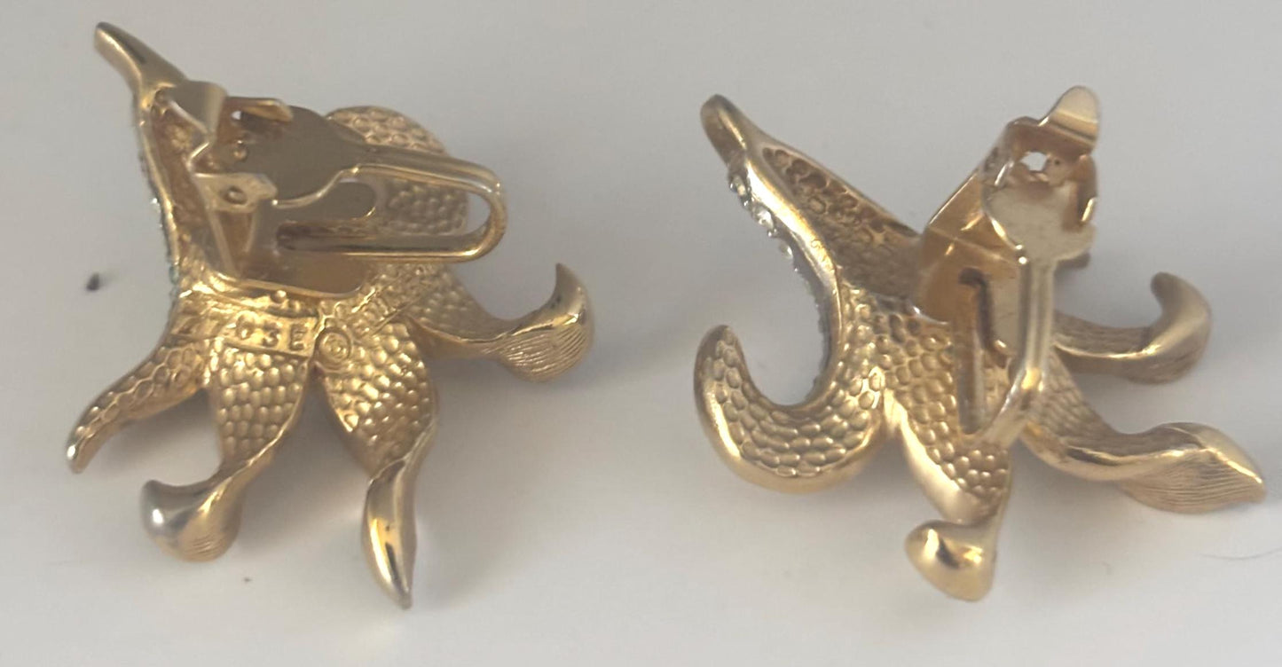 Boucher Gold Lily Earrings with Pearls, Flower Jewelry, Lover Antiques and Vintage